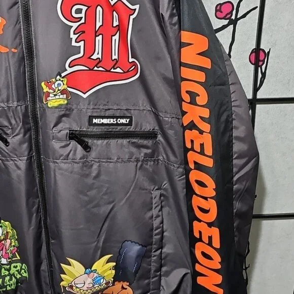 Members Only x Nickelodeon SpongeBob & More Gray Jacket Cartoon Graphics XL New - Picture 2 of 11